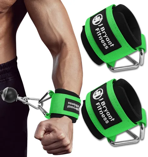 Vista 7 de J Bryant Muñequeras de fitness para máquinas de cable, correas de muñeca ajustables resistentes con acolchado de neopreno de 0.276 in