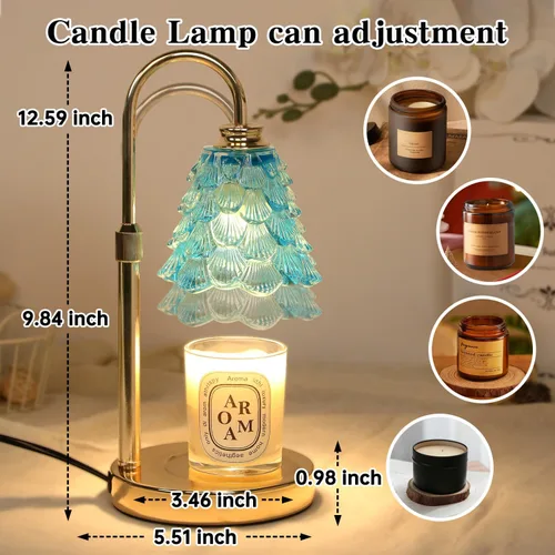 Vista 8 de GEEZO - Lámpara calefactora de fragancia para velas, calentador de velas eléctrico con temporizador y regulador de intensidad, regalos de Navidad