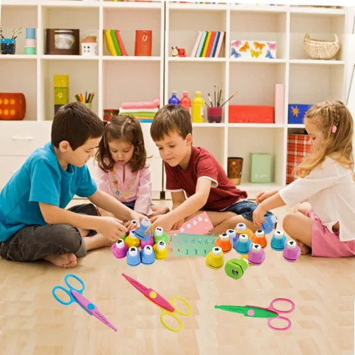 Vista 8 de Qtopun - Perforadora de papel y tijeras decorativas, 6 tijeras creativas y 12 piezas de cortadores de borde de encaje para manualidades, fotos