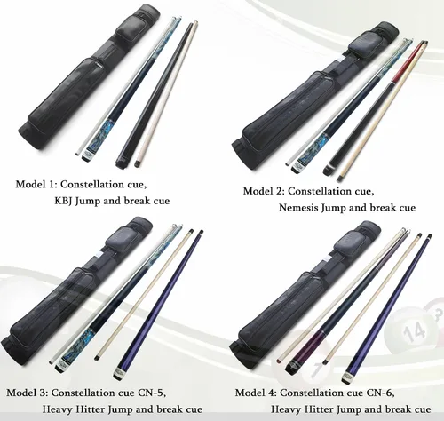 Vista 2 de Oferta combinada: taco de piscina Champion Constellation y Nemesis Jump and Break cue, Pro Taper, 2 x 2 Taper, dos guantes Champion