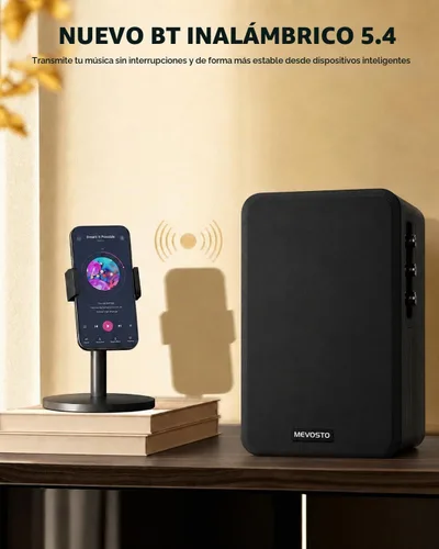 Vista 5 de Par de altavoces activos para estantería: estéreo con cable de 5 Negro