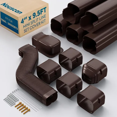 Vista 17 de Juego de cubierta de línea dividida de 3 x 9 pies con conducto flexible, kit de cubierta decorativa de PP para minisplit de polipropileno, cubierta