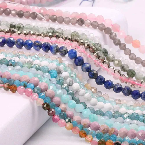 Vista 3 de Cuentas de amatista facetadas naturales, piedras naturales, cuentas sueltas para hacer joyas, pulseras y collares