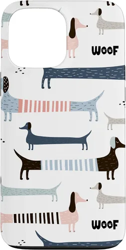 Vista 24 de Dachshund Weenie Weiner Dog - Carcasa para iPhone 17, diseño azul, rosa y blanco