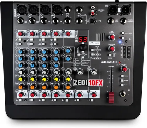 Vista 4 de Allen & Heath ZEDi-10FX - Mezclador de audio híbrido compacto/interfaz USB 4x4 con 61 efectos de calidad de estudio (AH-ZEDi-10FX), Negro