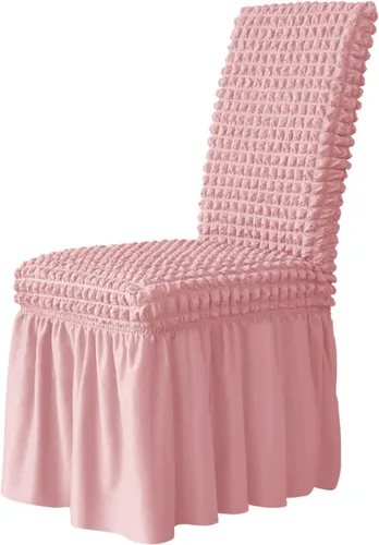 Vista 9 de Elastic Dining Chair Cover With Skirt, Polyester Spandex Furniture Protector, Removable And Washable, Universal(Beige,2 PCS)