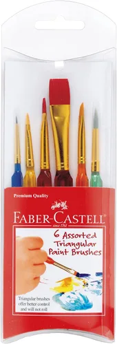 Vista 8 de Faber-Castell Juego de pinceles de pintura de agarre suave, pinceles de pintura para niños, 4 pinceles surtidos para acuarela y pintura al temple