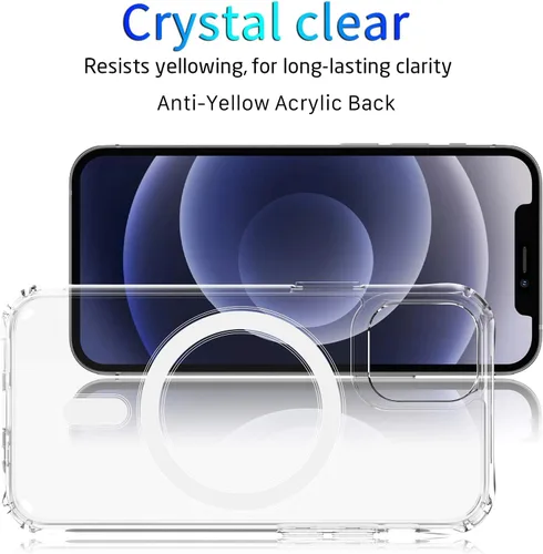 Vista 2 de Ambar Funda compatible con MagSafe para iPhone 11 Pro Max (6.5 pulgadas), a prueba de golpes, parte trasera acrílica, funda magnética transparente