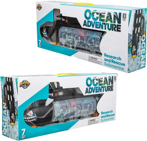 Vista 3 de Aquatic Discovery Expedition - Juguete submarino de investigación y rescate con 6 animales marinos oceánicos, juego de barco submarino para niños