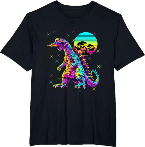 Vista 26 de Cool Streetwear synthwave 80s 90s retro anime snakezilla camiseta, Negro