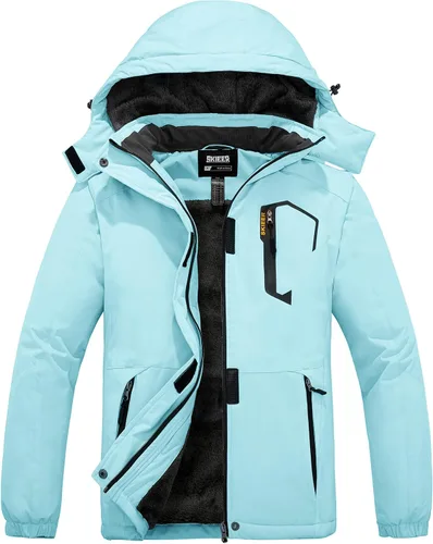 Vista 11 de Skieer - Chaqueta de esquí impermeable para mujer, abrigo cálido de invierno con forro polar para snowboard Negro