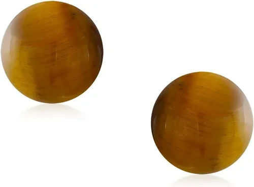 Vista 2 de Aretes de bola redonda de piedras preciosas naturales de 0.315 pulgadas, plata de ley 925 para mujeres y adolescentes, variedad de piedras