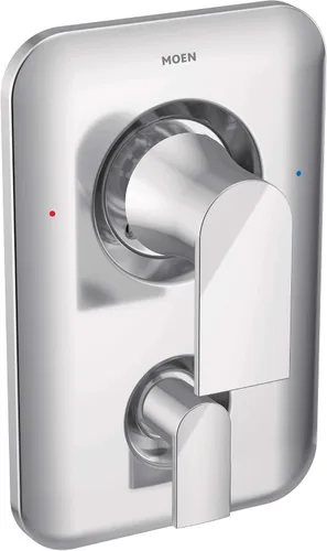 Vista 4 de Moen Genta LX - Válvula de ducha Posi-Temp de níquel cepillado con kit de moldura de válvula de transferencia de 3 funciones incorporada, requiere