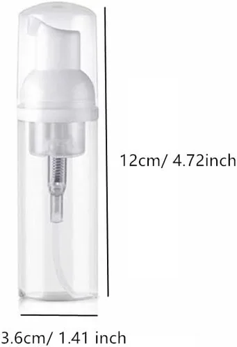 Vista 2 de Bomba dispensadora de espuma transparente vacía y recargable de 1.69 onzas, mini botellas de embalaje de espuma líquida de viaje, contenedor