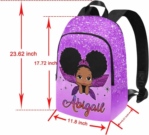 Vista 5 de InterestPrint Mochila personalizada para niños, mochila personalizada con texto azul y pajarita, mochila para añadir tu nombre para niños y niñas