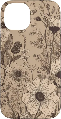 Vista 4 de Funda para iPhone 12 Pro Max Beige Tan Wildflower Floral Minimal Flower Boho