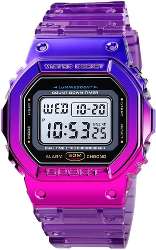 Vista 10 de Gosasa Unisex Square Transparent Digital Watch with Chronograph Timer A Blanco