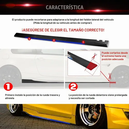 Vista 3 de Xotic Tech - Faldas laterales inferiores para automóvil, protector de panel basculante, divisor de alas, difusor de línea inferior, kit de cuerpo