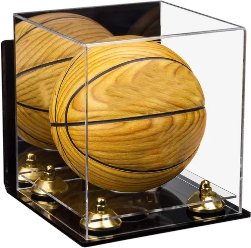 Vista 58 de Better Display Cases Mini acrílico - Miniatura (no tamaño completo) Baloncesto vitrina con elevadores negros y espejo (A015-BR)