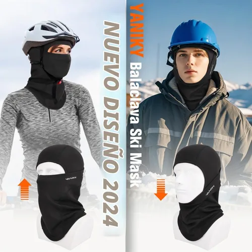 Vista 5 de Pasamontañas de esquí para hombres y mujeres, máscara térmica de invierno Negro