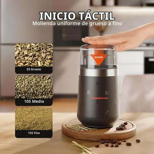 Vista 5 de Spider Farmer Molinillo de café eléctrico, 2.47 oz para frijoles, especias y nueces