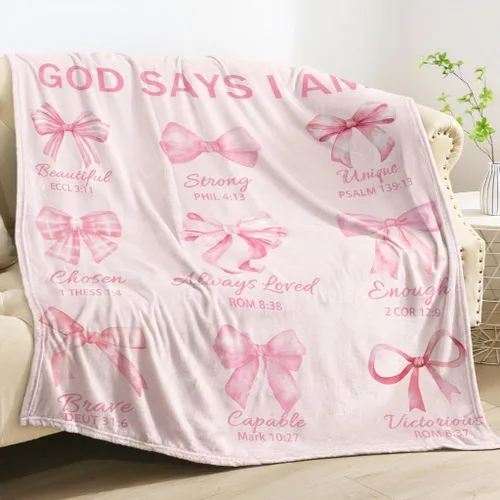 Vista 8 de Manta Cristiana, Regalos de Cumpleaños para Mujeres y Hombres, Manta Decorativa Inspiradora de Escritura con Versículo Bíblico Regalos Religiosos