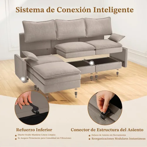 Vista 5 de Vesgantti Comfy Cloud - Sofá modular modular de 142 pulgadas, sofás en forma de U con 2 otomanas para sala de estar, asiento profundo