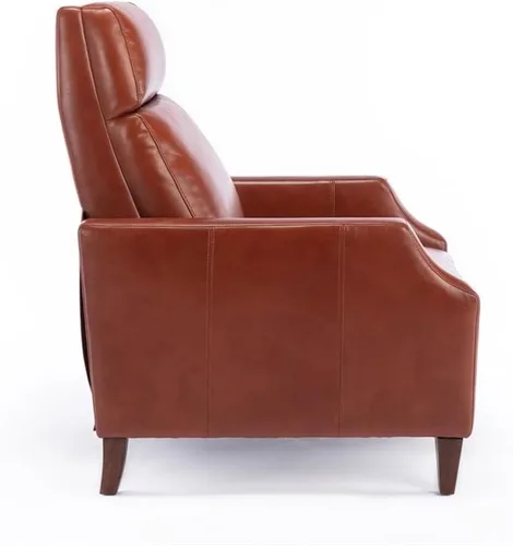 Vista 10 de Balantyne - Sillón reclinable de piel sintética color caramelo con patas de madera