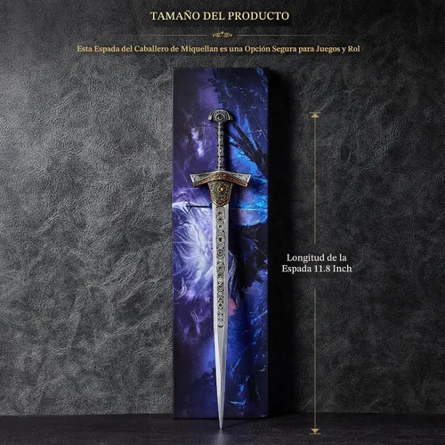 Vista 2 de RACEROCKET Eldens Rings Miquellan Knight's Sword Model - Espada de metal de 11.8 pulgadas con soporte de exhibición, espadas de artes marciales