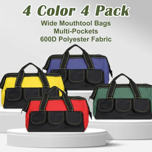 Vista 3 de 4 bolsas de herramientas para hombres y mujeres, bolsa de herramientas resistente con parte inferior dura impermeable, múltiples bolsillos