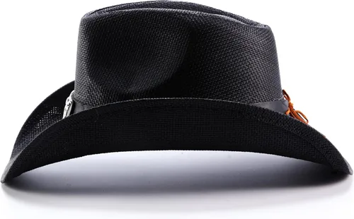 Vista 7 de thuizen Sombrero de vaquero de paja con corona de ganadero occidental para hombre y mujer
