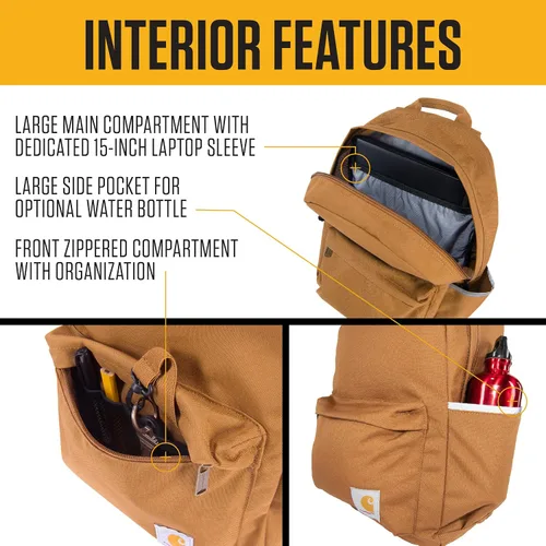 Vista 3 de Carhartt Mochila clásica para laptop de 21 L, duradera y resistente al agua con funda para laptop de 15 pulgadas, múltiples compartimentos Azul
