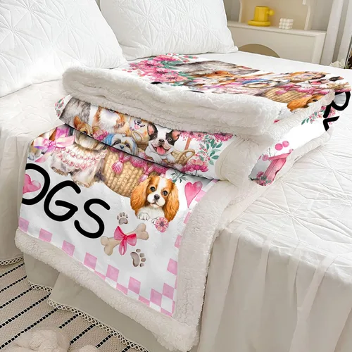 Vista 4 de Manta para Perros Cachorro Felpa Regalo para Niñas Mujeres Niños Perros Animales Amante Mantas Cómodas Ligeras Lindos Cachorros Mascota Sábana Suave