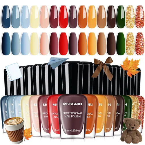 Vista 18 de Morovan - Juego de esmaltes de uñas brillantes: juego de regalo de 15 colores de secado rápido de larga duración Paquete de esmalte de uñas