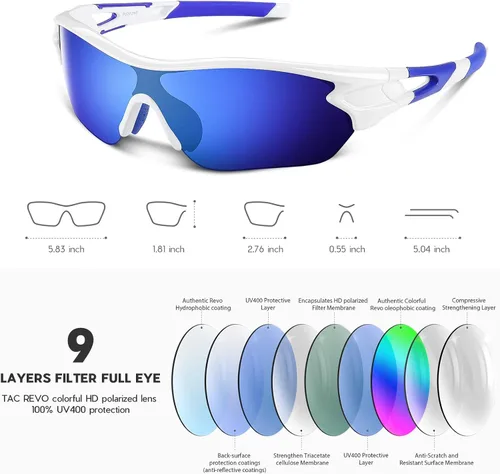Vista 4 de Lentes de sol polarizados para hombres y mujeres jóvenes de béisbol ciclismo correr conducir pesca golf motocicletas lentes TAC UV400