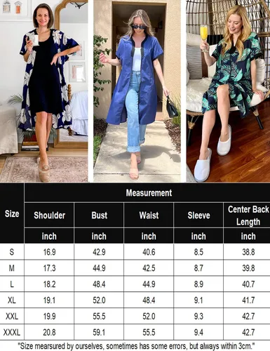 Vista 6 de Ekouaer Camisón Mujer Casas Cremallera Delantera Túnica Ligero Plumero Señora Floral Housedress Noche Casual con Bolsillo