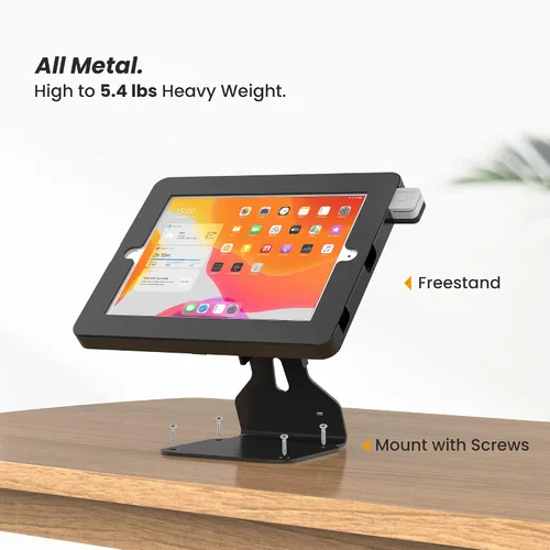 Vista 5 de Soporte para tablet compatible con iPad de 10.2 pulgadas, generación 7, 8, 9ª, de metal pesado, giratorio, giratorio, para escritorio