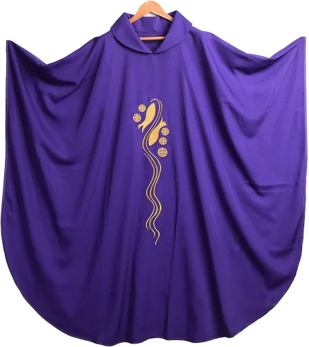 Vista 5 de BLESSUME Chispas de sacerdote bordado con cuello Púrpura