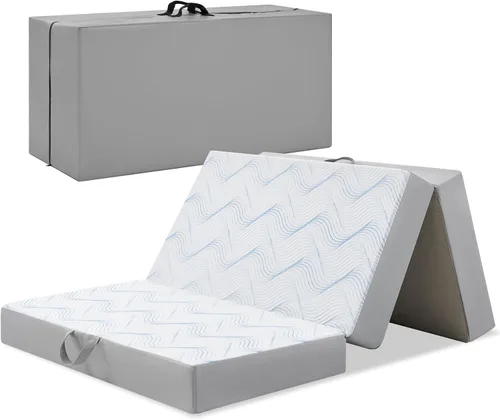 Vista 9 de Colchón plegable tamaño matrimonial, colchón plegable de espuma viscoelástica de 3 pulgadas, sofá cama plegable con funda transpirable y lavable