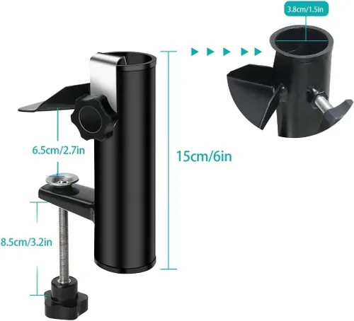 Vista 2 de weallbuy Soporte de abrazadera para sombrilla de patio al aire libre, soporte para sombrilla de terraza, soporte para sombrilla de patio para silla