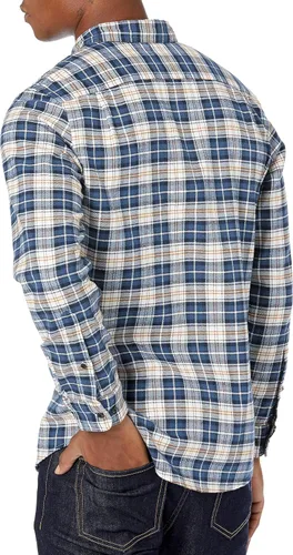 Vista 44 de Amazon Essentials Camisas de franela de manga larga para hombre, corte ajustado, a cuadros con botones