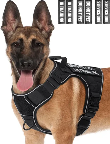 Vista 21 de Chaleco de perro de servicio para perros medianos, arnés de perro de servicio en entrenamiento con parches, chaleco ajustable para perros