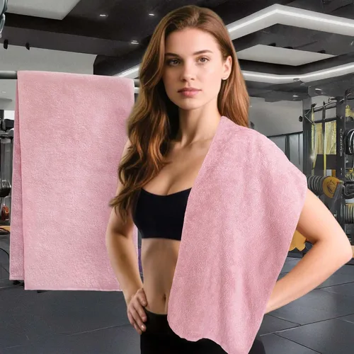 Vista 13 de Juego de 2 toallas deportivas de algodón para gimnasio, 12 x 45 pulgadas, absorbentes, transpirables, de 430 GSM, suaves, toalla deportiva para Azul