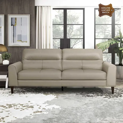 Vista 15 de Lexicon Juego de 2 muebles de sala de estar, juego de sofá de cuero de grano superior, brazo de pista, patas de madera maciza, cómodos sofás que