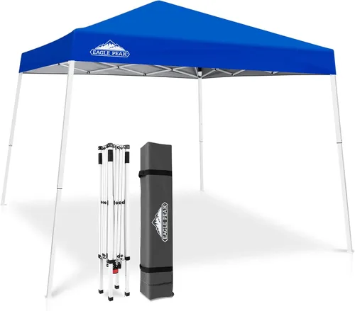 Vista 20 de Eagle Peak - Pérgola plegable (10.0 x 10.0 pies), patas inclinadas, de tela, para exteriores, fácil de montar, Negro