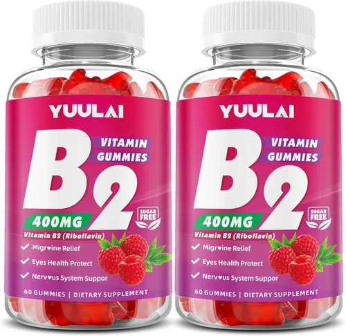 Vista 8 de Gomitas de vitamina B2 de 400 mg Suplemento de riboflavina con magnesio para niños y adultos, gomitas B2 para aliviar la migraña, el sistema