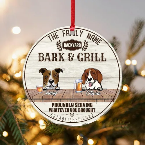 Vista 12 de SILYHEART Christmas Acrylic Ornaments Presa Canario & Pug Bull Dog Christmas Porcelain Ornament Family Dog Name Funny Dog Pet Lovers DIY Christmas