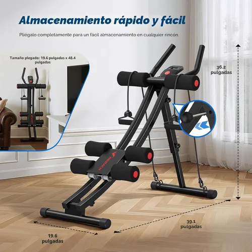 Vista 6 de MERACH Ab Machine, Adjustable Dual Track Ab Trainer Machine, Ab Workout Equipment for Home Gym, Ergonomic Arc Track for Better Abs, Foldable Workout