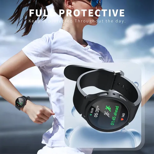 Vista 6 de JZK Juego de 6+6 fundas para Samsung Galaxy Watch 6 de 40 mm, protector de pantalla de PC duro impermeable + parachoques delgado de vidrio templado