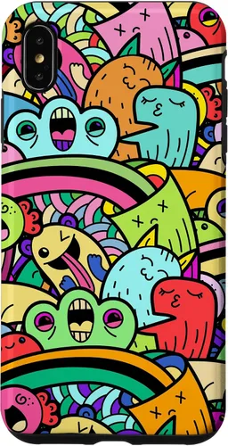 Vista 10 de iPhone 13 Monster Doodle Street Art Pattern, divertido estuche de estilo urbano